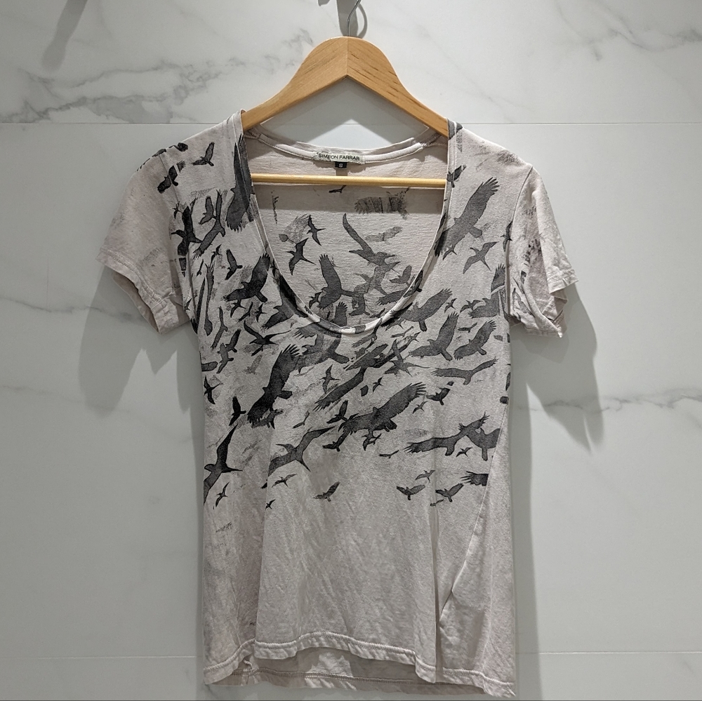 Simeon Farrar birds print tee